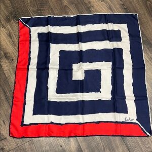VINTAGE Echo Navy, Red & White Geometric Scarf
